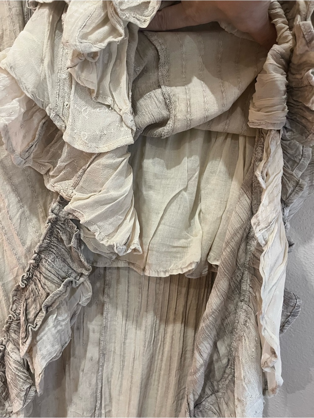 Boho High-Low Ruffle Maxi Skirt - Cream Taupe - Picture 3 of 8